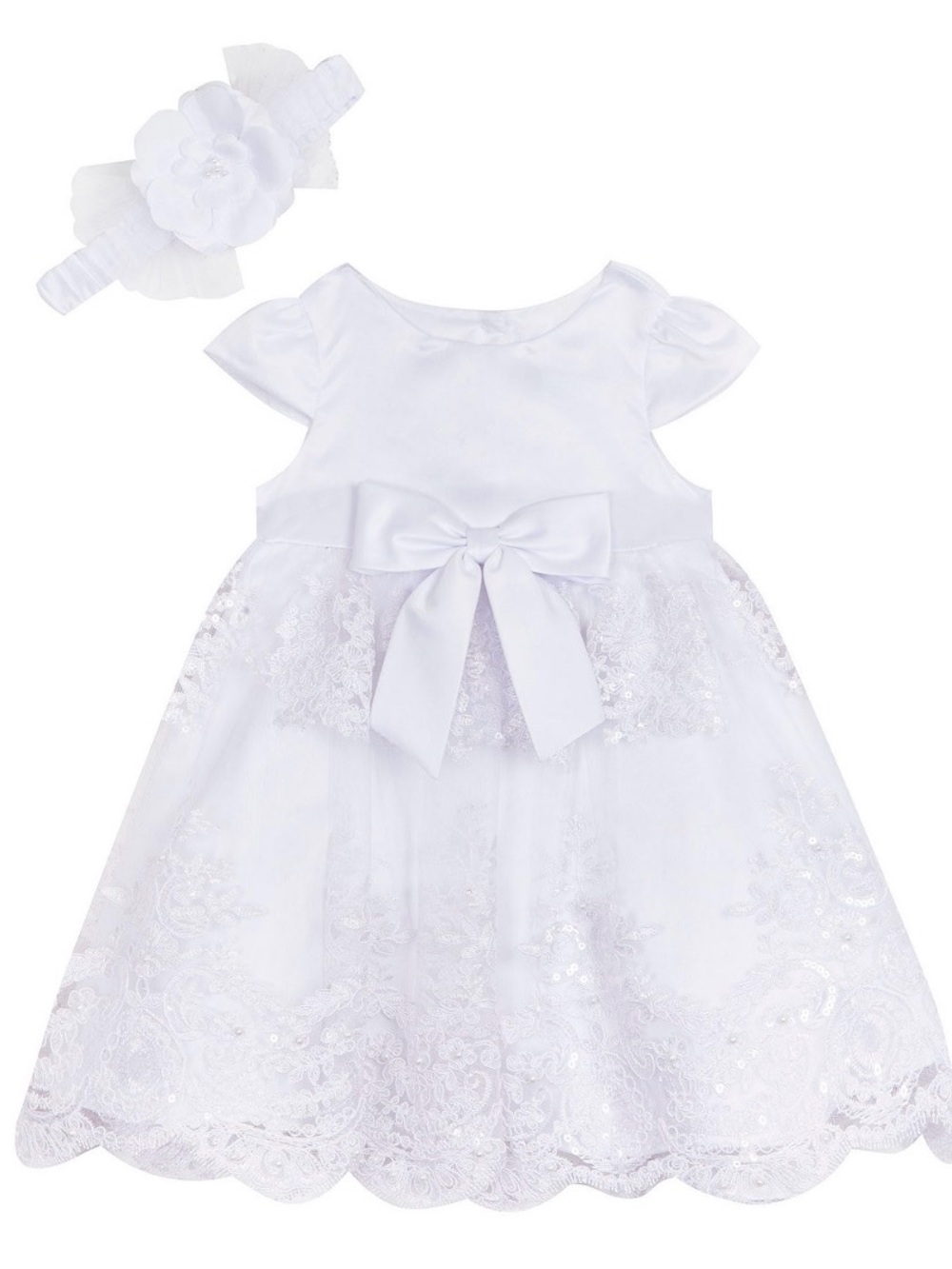 Rare Editions Baby Girls' Cap Sleeve Dress with Headband - Size: 12 months NWT